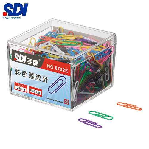 {振昌文具}【手牌SDI】0792H   彩色迴紋針(28mm)-250支入  /  盒