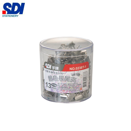 {振昌文具}【手牌SDI】0238T-1  小幫手OA筒13mm銀色長尾夾 - 144支入 / 筒