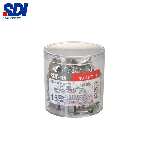 {振昌文具}【手牌SDI】0237T-1  小幫手OA筒15mm銀色長尾夾 - 96支入 / 筒