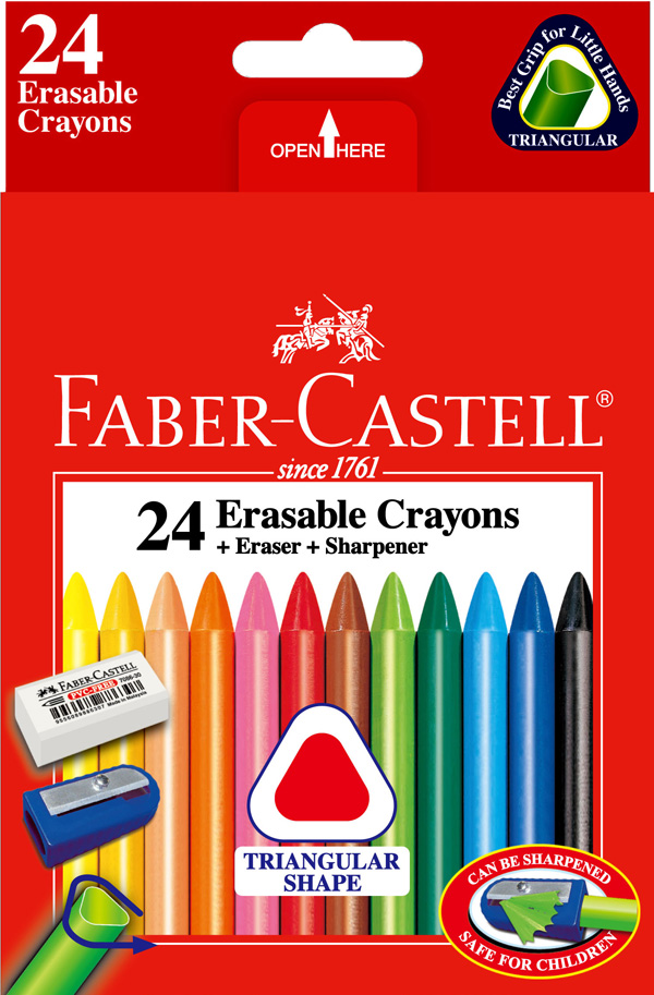{振昌文具}FABER-CASTELL 輝柏 122624 三角擦擦蠟筆-24色 / 盒