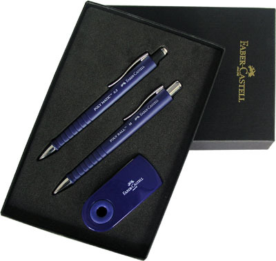 FABER-CASTELL 輝柏 E0003 E0002-B 都會樂活對筆套組-藍 /盒