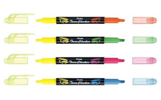 {振昌文具}【Pentel飛龍】SLW8 Twin Checker 雙頭螢光筆 3.5mm -12支入 / 盒
