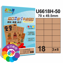 {振昌文具}【請先來電洽詢庫存】彩之舞 進口3合1牛皮標籤-18格直角 50張/包 U6618H-50