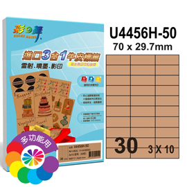 {振昌文具}【請先來電洽詢庫存】彩之舞 進口3合1牛皮標籤-30格直角 50張/包 U4456H-50