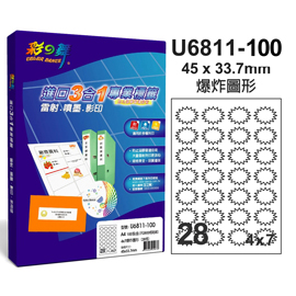 {振昌文具}【請先來電洽詢庫存】彩之舞 進口3合1白色標籤-28格爆炸圓形 100張/包 U6811-100