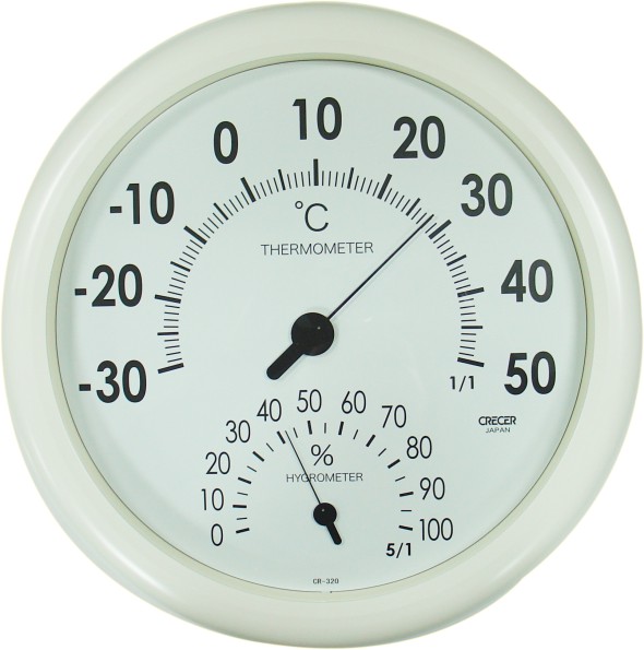 {振昌文具}【徠福LIFE】 CR-320 CRECER日本溫‧溼度計(直徑30cm) / 個