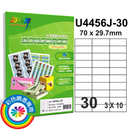 {振昌文具}【請先來電洽詢庫存】彩之舞 進口防水噴墨專用標籤-30格直角 30張/包 U4456J-30