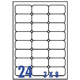 裕德3合1電腦標籤24格圓角 100張/包 US4262