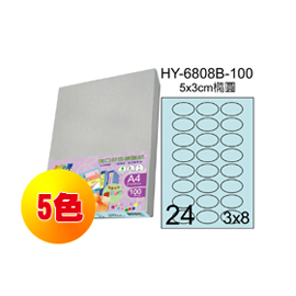 {振昌文具}【請先來電洽詢庫存】彩之舞 進口3合1彩色標籤-24格橢圓(5色) 100張/包 HY6808-100