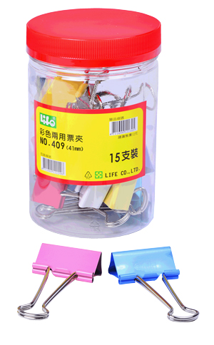 {振昌文具}【徠福LIFE】 NO.409 彩色兩用票夾(筒裝)41mm -15支裝 / 筒