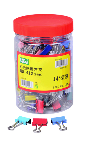 {振昌文具}【徠福LIFE】 NO.412 彩色兩用票夾(10色筒裝)19mm -144支入 / 筒
