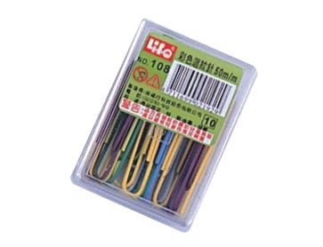 {振昌文具}【徠福LIFE】 NO.108 彩色迴紋針(50mm20支入) / 盒