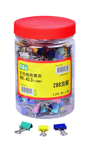 {振昌文具}【徠福LIFE】 NO.413 彩色兩用票夾(10色筒裝)13mm -288支入 / 筒