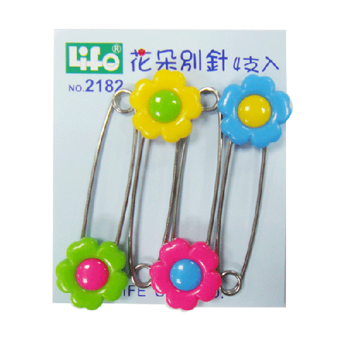 {振昌文具}【徠福LIFE】 NO.2182 花朵別針(4支入) / 盒