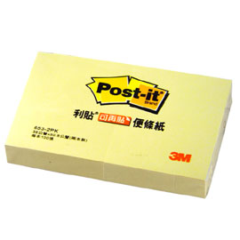 【3M】653-2PK 可再貼便條紙系列 黃/2本裝