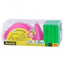 促銷價 『3M』Scotch 巧兔造型 SM2-R 桌上型膠台 桃紅 /組 ( 附2捲3/4膠帶 )