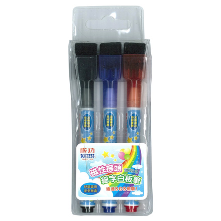{振昌文具}成功 SUCCESS 1302G 附擦細字白板筆 3入  /  包