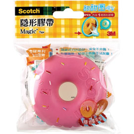 【3M】810DD-7 Scotch 雙色甜甜圈造型膠台 草莓+巧克力/組