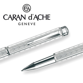 【預購，請先來電洽詢庫存】CARAN d'ACHE 瑞士卡達 ECRIDOR 艾可朵V型麥紋鋼珠筆(鈀金) / 支