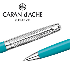 【請先來電洽詢庫存】CARAN d'ACHE 瑞士卡達 LEMAN 利曼碧藍漆原子筆(銀蓋) / 支
