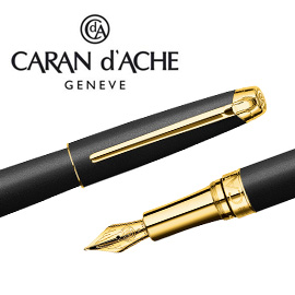 CARAN d'ACHE 瑞士卡達 LEMAN 利曼霧黑漆鋼筆(金夾)-B / 支