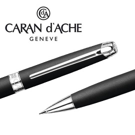 【請先來電洽詢庫存】CARAN d'ACHE 瑞士卡達 LEMAN 利曼霧黑漆自動鉛筆(銀夾) 0.7 / 支