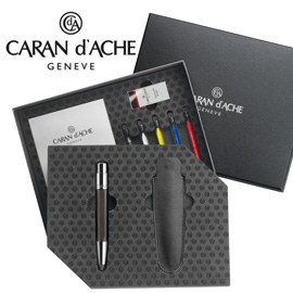 CARAN d'ACHE 瑞士卡達 VARIUS 維樂斯黑檀木素描筆(鈀金) 5.5mm 禮盒 /  組