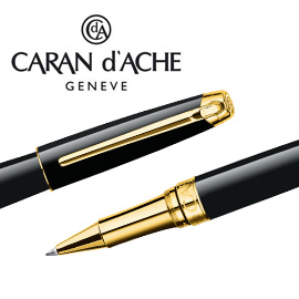 CARAN d'ACHE 瑞士卡達 LEMAN 利曼亮黑漆鋼珠筆(金夾) / 支