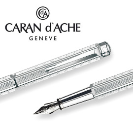 【預購，請先來電洽詢庫存】CARAN d'ACHE 瑞士卡達 ECRIDOR 艾可朵V型麥紋鋼筆(鈀金)-M / 支