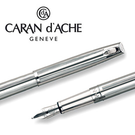 CARAN d'ACHE 瑞士卡達 MADISON 麥迪森鍍銀直紋鋼筆-F / 支  