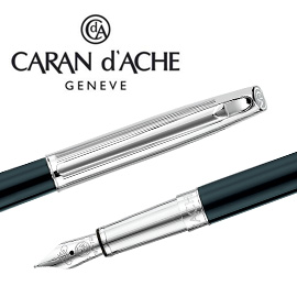 CARAN d'ACHE 瑞士卡達 MADISON 麥迪森亮黑漆鋼筆(銀蓋)-F / 支