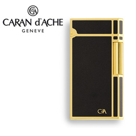 CARAN d'ACHE 瑞士卡達 CdA 打火機. 鍍金中國漆(黑)
