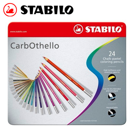 {振昌文具}【請先來電洽詢庫存】STABILO 德國天鵝 CarbOthello 4.4mm 粉彩筆(1424-6) 24色 / 盒
