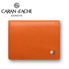 【請先來電洽詢庫存】CARAN d'ACHE 瑞士卡達 LEMAN 利曼系列 小牛皮名片夾. 橙