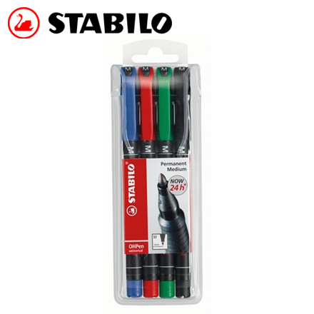 {振昌文具}【請先來電洽詢庫存】STABILO 德國天鵝 OHPen universal 永久性萬用油性筆1mm(M)  4色入 / 盒