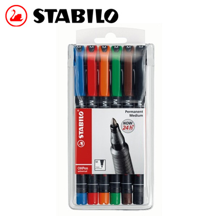 {振昌文具}【請先來電洽詢庫存】STABILO 德國天鵝 OHPen universal 永久性萬用油性筆1mm(M)  6色入 / 盒