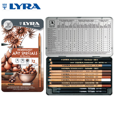 {振昌文具}【請先來電洽詢庫存】【德國 LYRA】2001123  林布蘭專業素描炭精筆(12件鐵盒) /盒