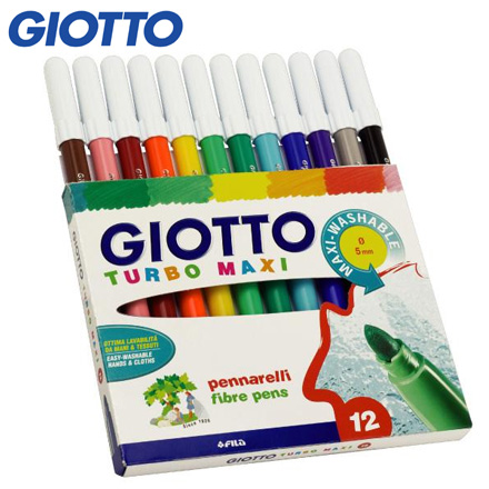 {振昌文具}【請先來電洽詢庫存】【義大利 GIOTTO】454000 可洗式兒童安全彩色筆 (12色) / 盒