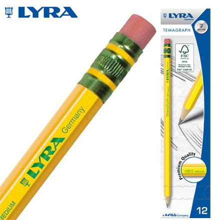 {振昌文具}【請先來電洽詢庫存】【德國LYRA】1150100 百年經典(附橡擦)黃桿鉛筆HB(12入) / 盒