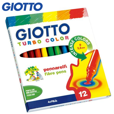 {振昌文具}【請先來電洽詢庫存】【義大利 GIOTTO】416000  可洗式兒童細頭彩色筆 12色/盒