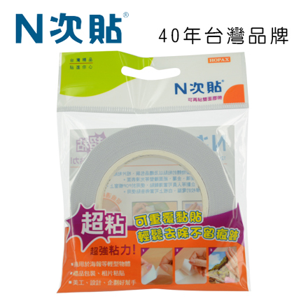 N次貼 64009 海報貼可再貼雙面膠帶 25mmx12M / 卷