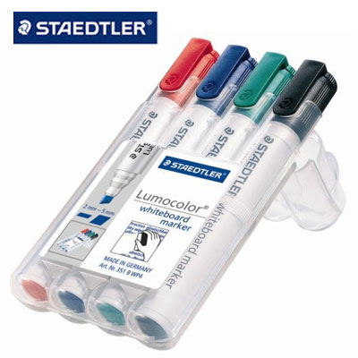 施德樓 MS351BWP4 防乾白板筆(斜頭) 4支入 / 盒