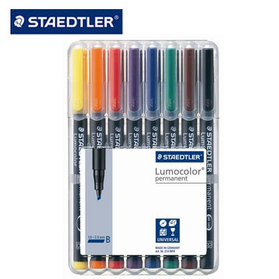 施德樓 MS314WP8 油性萬用投影筆 B (1.0MM~2.5MM) 8支入 / 盒