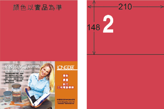 龍德 LD-804-FR-C A4雷射影印標籤 螢光紅 / 包