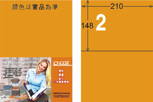 龍德 LD-804-FO-C A4雷射影印標籤 螢光橘 / 包