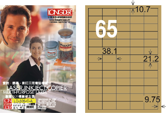 龍德 LD-806-C-A A4三用電腦標籤 牛皮紙 / 盒