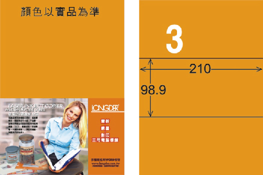 龍德 LD-807-FO-C A4雷射影印標籤 螢光橘 / 包