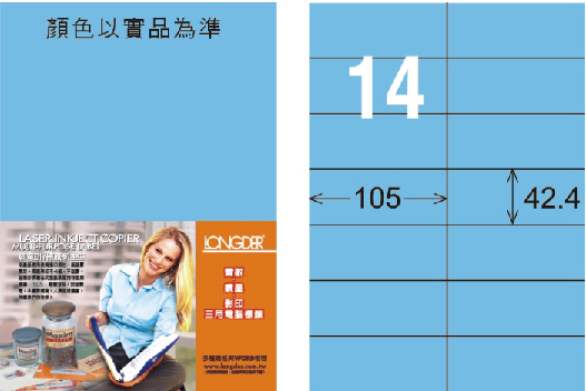 龍德 LD-809-B-C A4三用電腦標籤 淺藍色 / 包