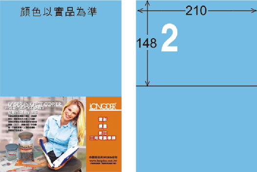 龍德 LD-804-B-C A4三用電腦標籤 淺藍色 / 包