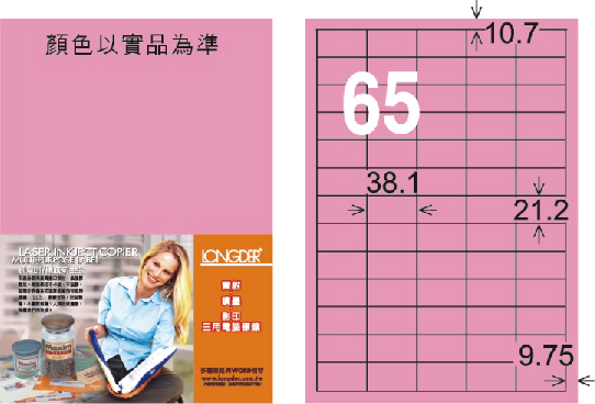 龍德 LD-806-R-C A4三用電腦標籤 粉紅色 / 包